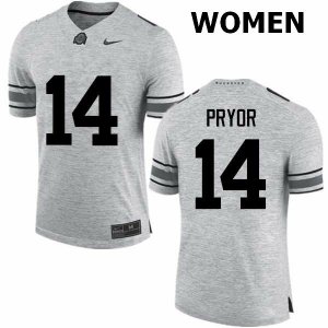 NCAA Ohio State Buckeyes Women's #14 Isaiah Pryor Gray Nike Football College Jersey YOD0145SE